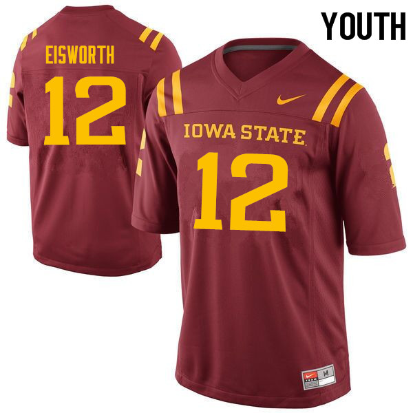 Youth #12 Greg Eisworth Iowa State Cyclones College Football Jerseys Sale-Cardinal